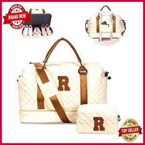 Personalized Monogram Weekender Duffle Bag with Wet Pocket & Shoe Compartment